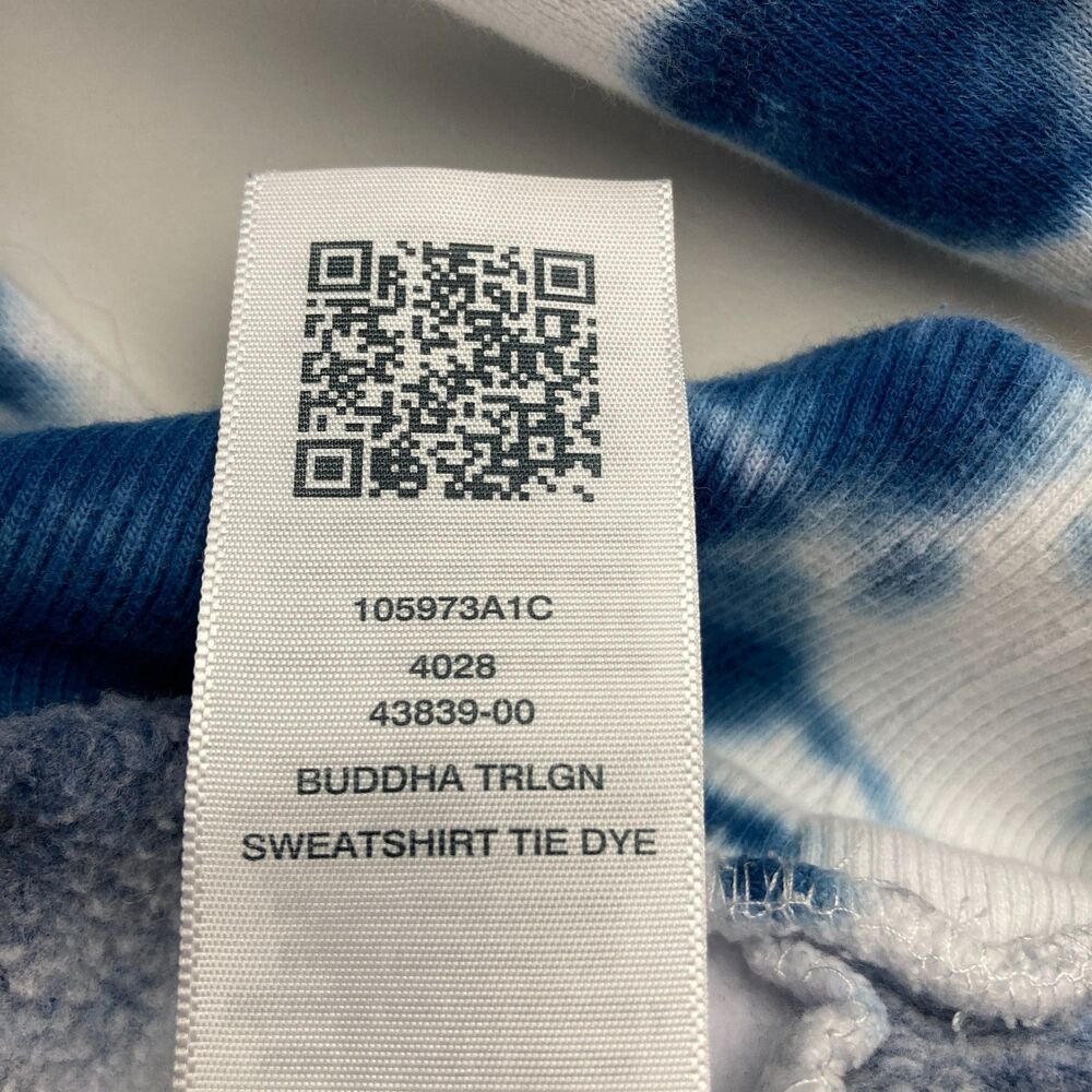 True Religion Sweatshirt Mens L Blue White Tie Dye Buddha Graphic Crewneck - Picture 9 of 10